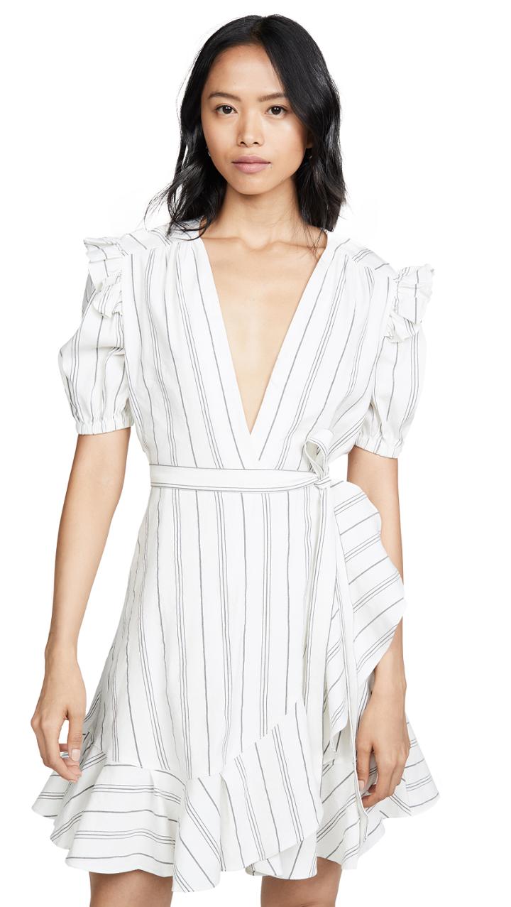 7 For All Mankind Ruffle Sleeve Shoulder Wrap Dress