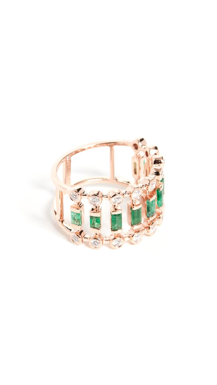 Shay Emerald Diamond Dot Dash Ring