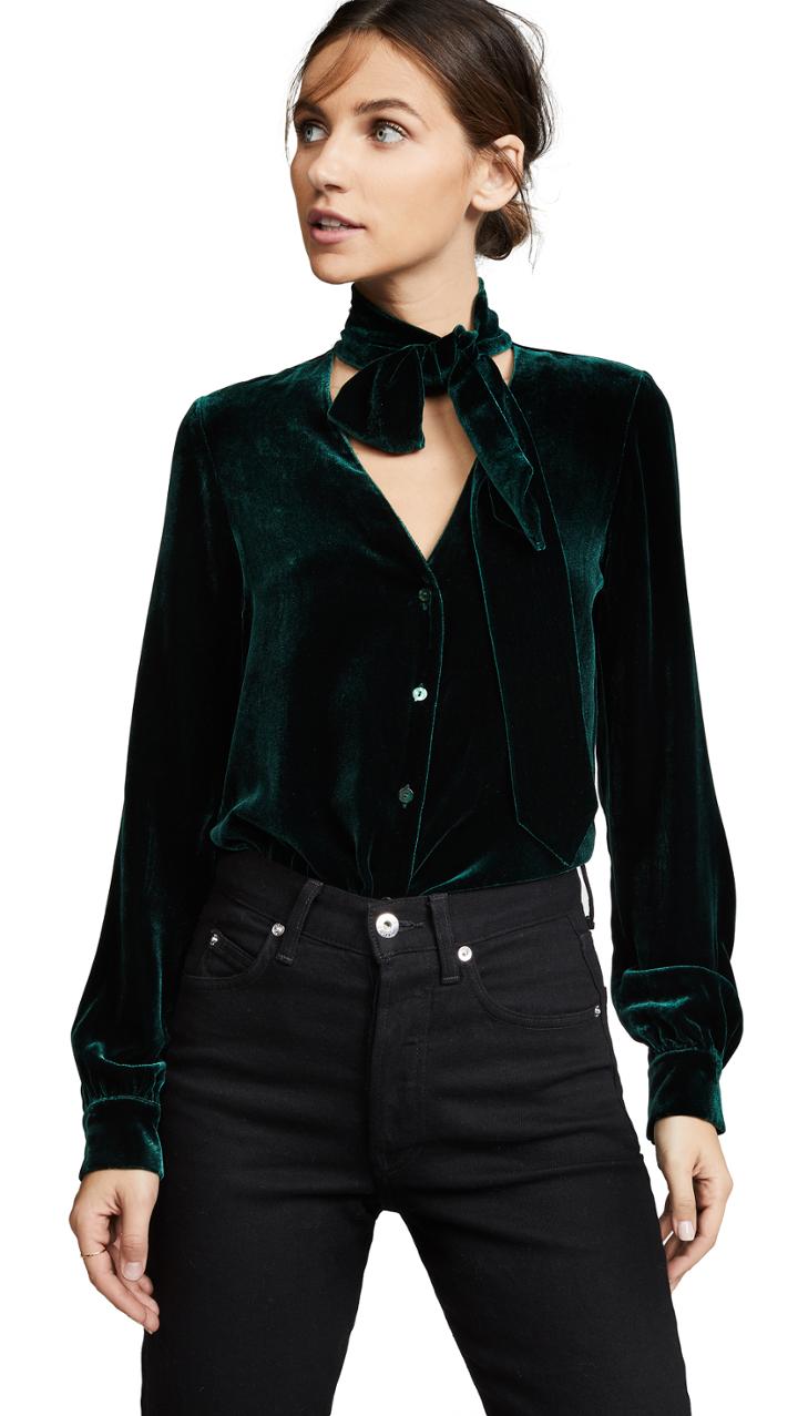 L Agence Gisele Tie Neck Blouse