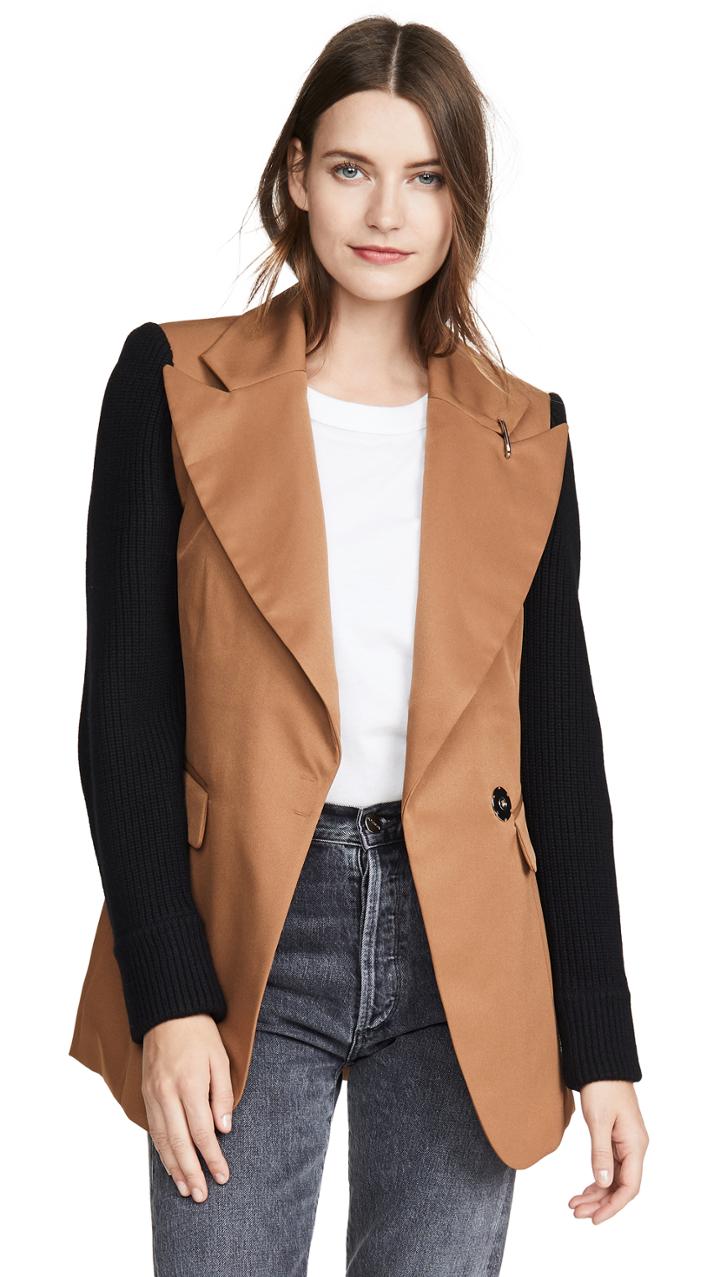 Tibi Long Peaked Lapel Blazer