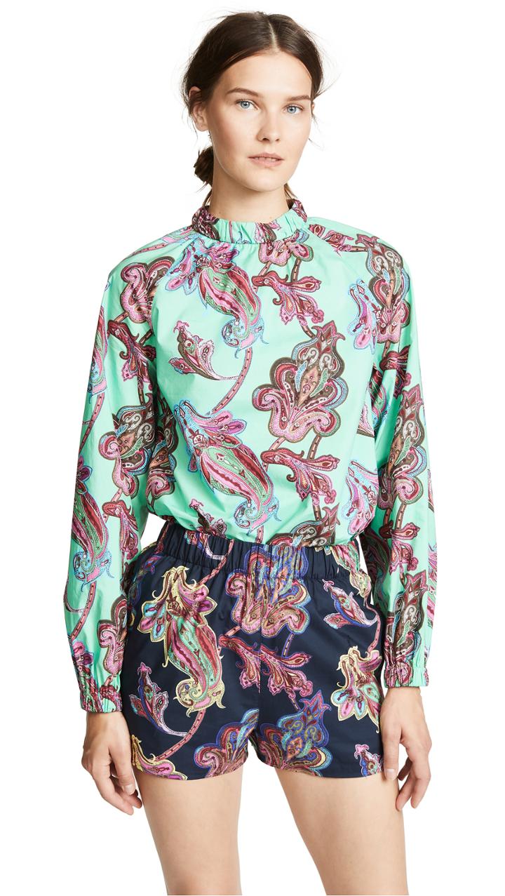 Tibi Shirred Neck Shirt