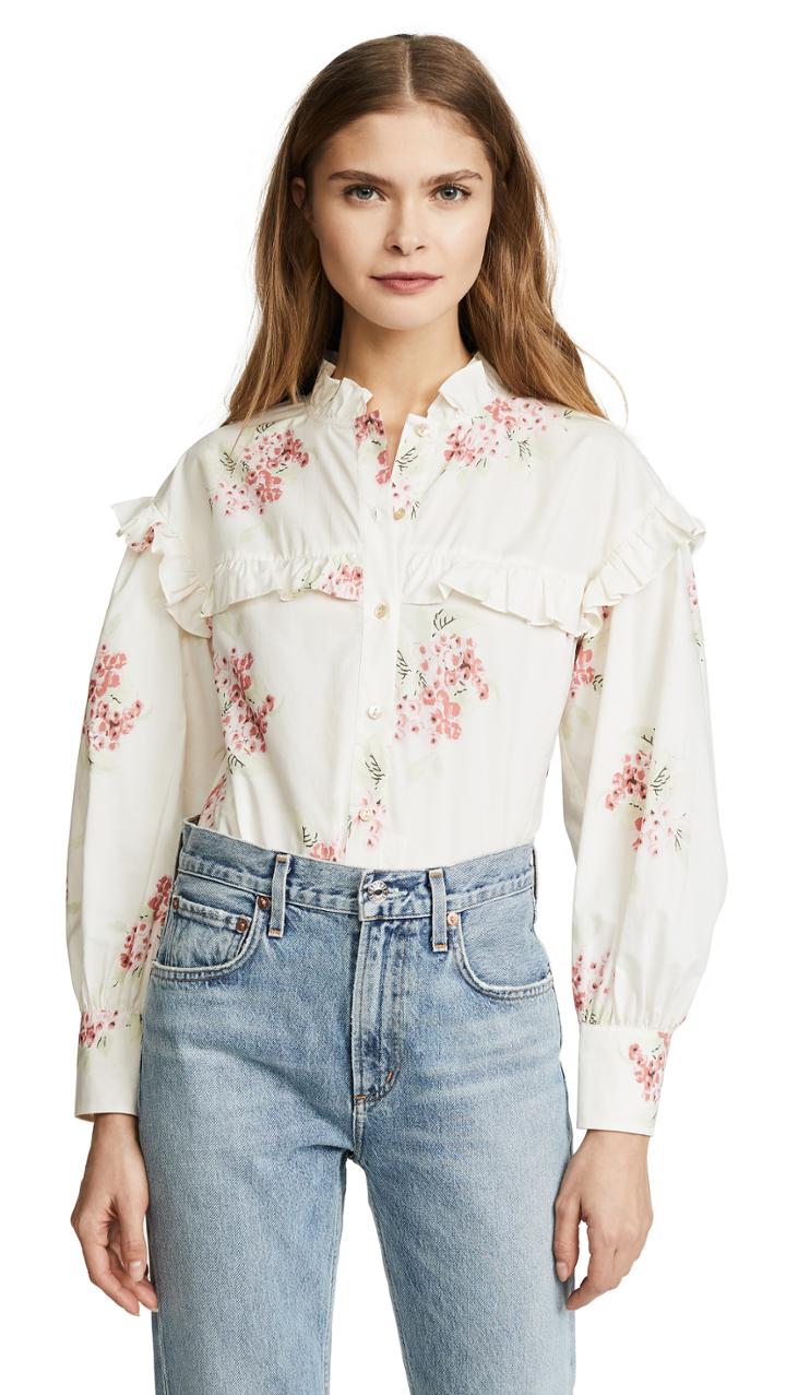Rebecca Taylor Long Sleeve Maia Ruffle Top