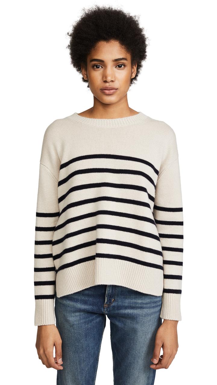 Vince Striped Tie Back Boxy Crewneck