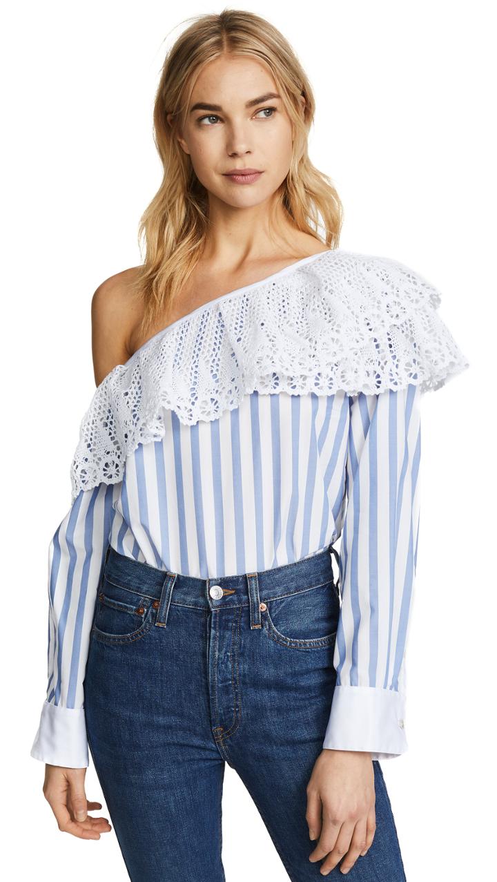 Clu One Shoulder Striped Shirt