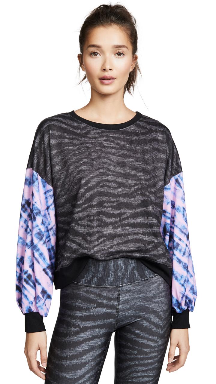 Terez Printed Puff Sleeve Sweatshirt