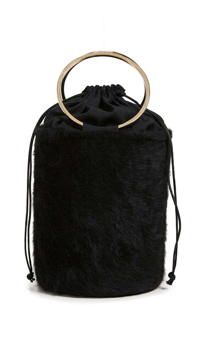 Caterina Bertini Angora Ring Handle Bucket Bag