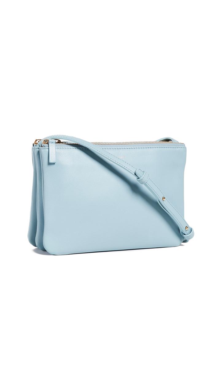 What Goes Around Comes Around Celine Blue Calf Trio Small Crossbody Bag