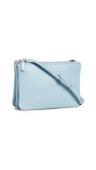 What Goes Around Comes Around Celine Blue Calf Trio Small Crossbody Bag
