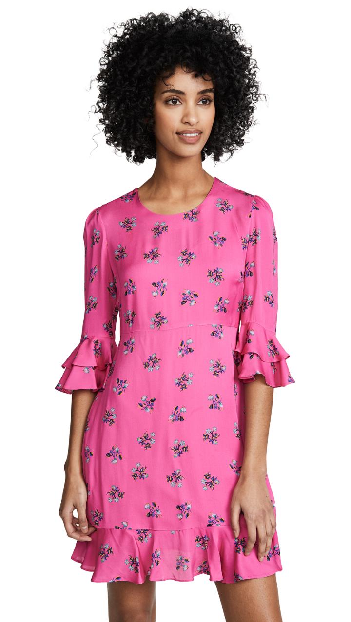 Diane Von Furstenberg Long Sleeve Ruffle Cuff Dress
