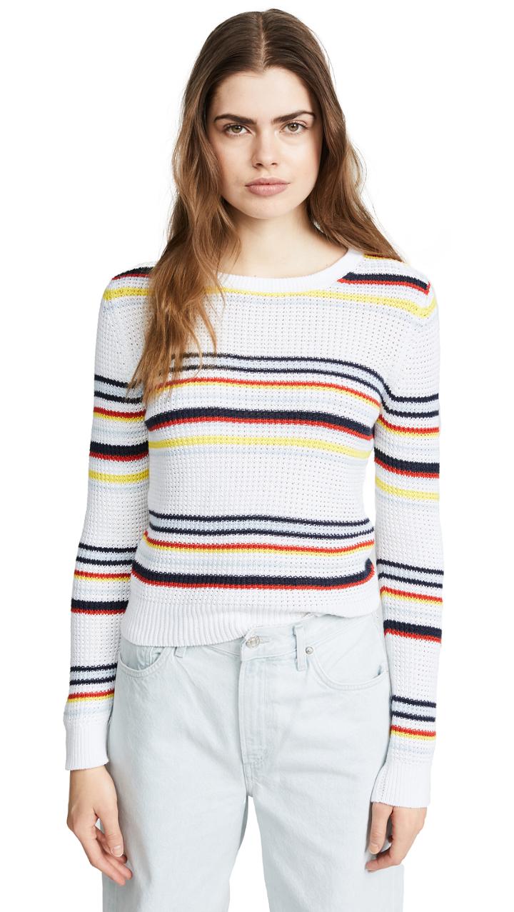 Autumn Cashmere Multi Stripe Textured Crewneck