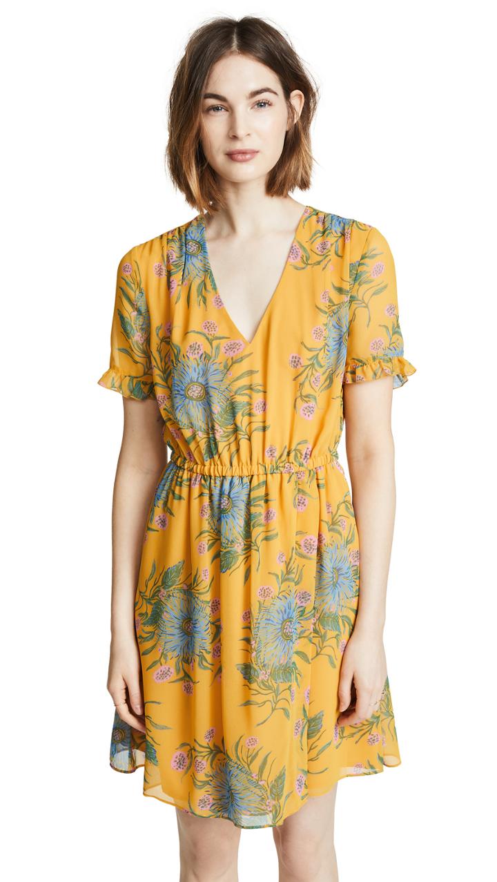 Madewell Sweetgrass Ruffle Sleeve Dress In Painted Blooms