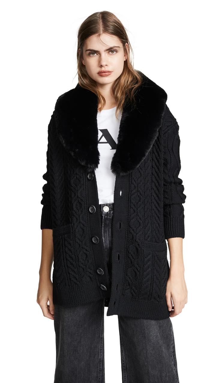 Marc Jacobs Cardigan With Faux Fur Trim