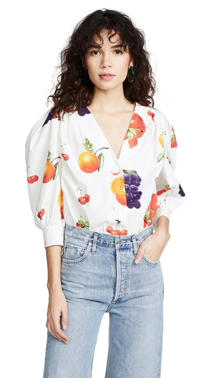 Msgm Puff Sleeve Fruit Top