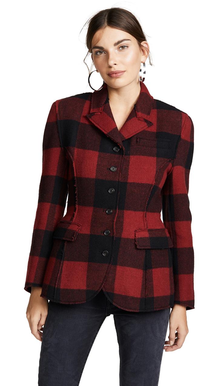 Pushbutton Plaid Combo Blazer