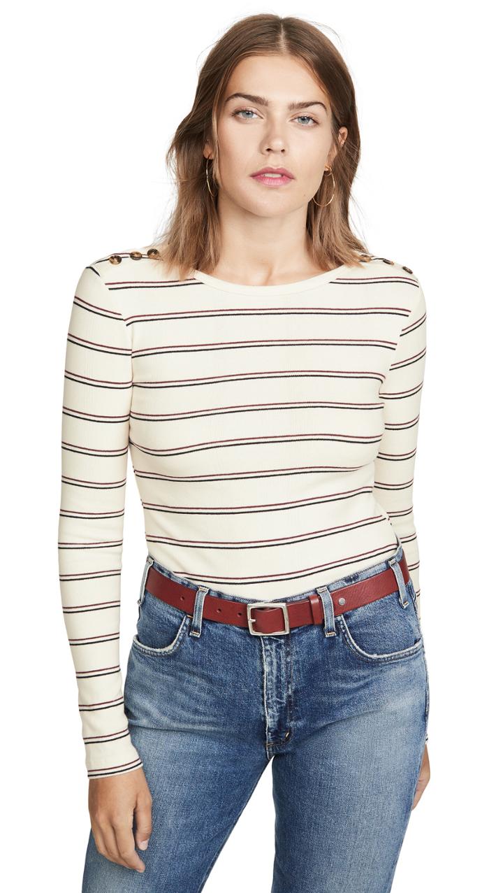 Frame Edie Button Crew Tee