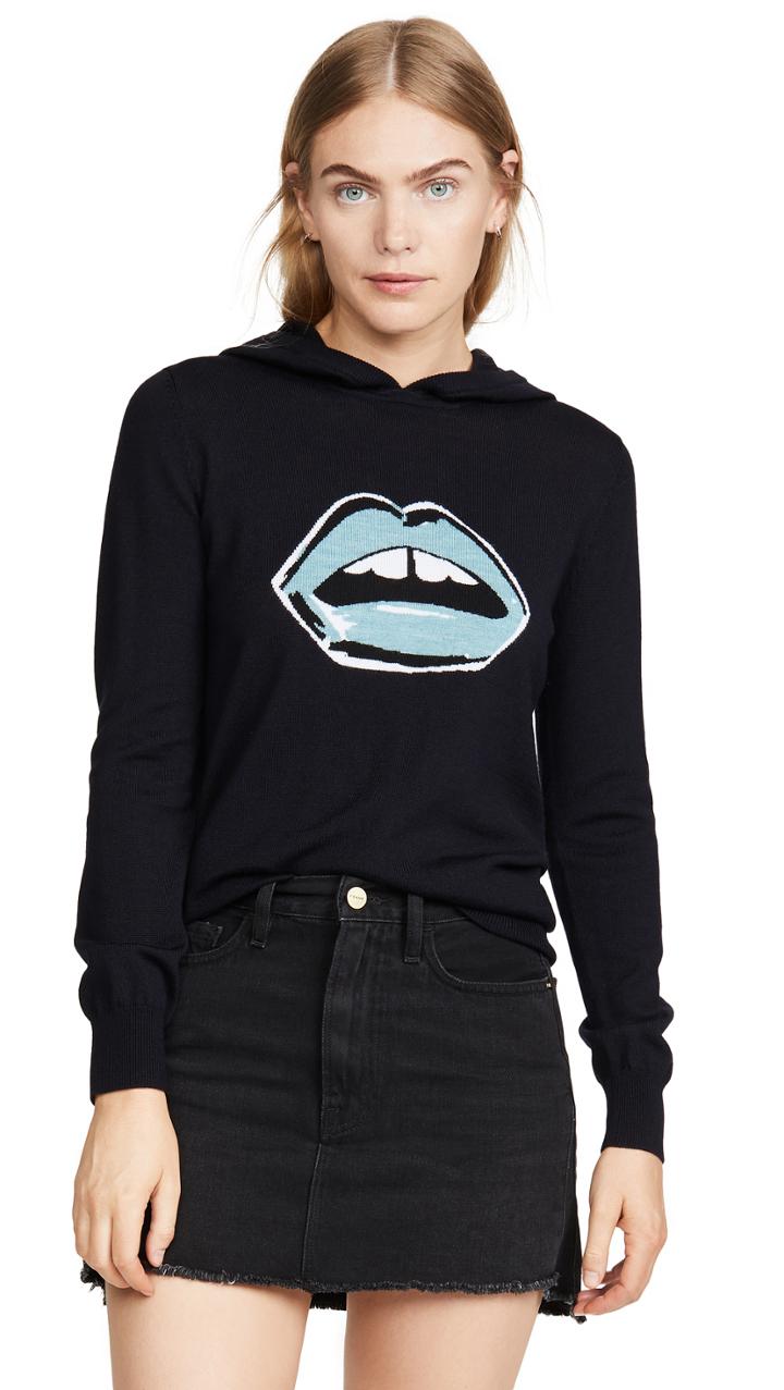 Markus Lupfer Mia Painted Lip Knit Hoodie