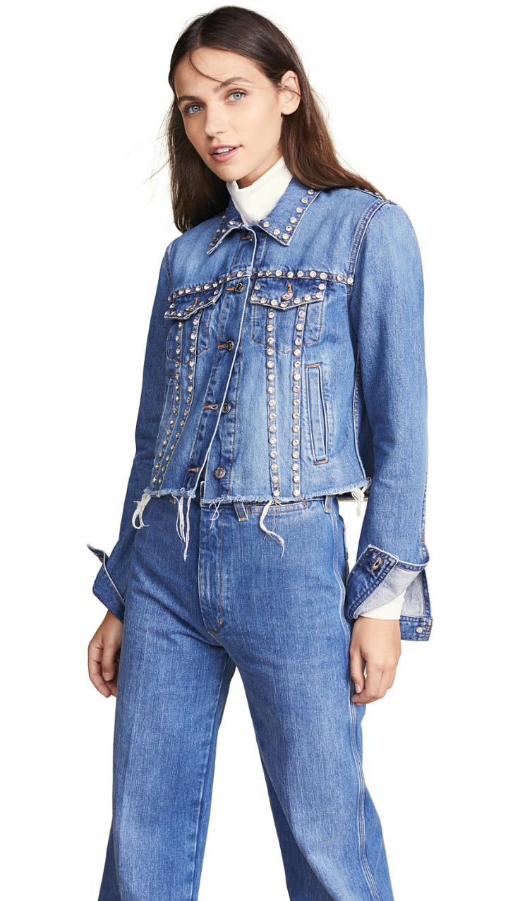 Veronica Beard Jean Cara Rhinestone Jean Jacket