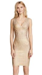 Herve Leger V Neck Above Knee Dress