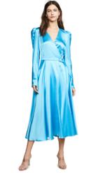 Anna October Long Sleeve V Neck Satin Dress