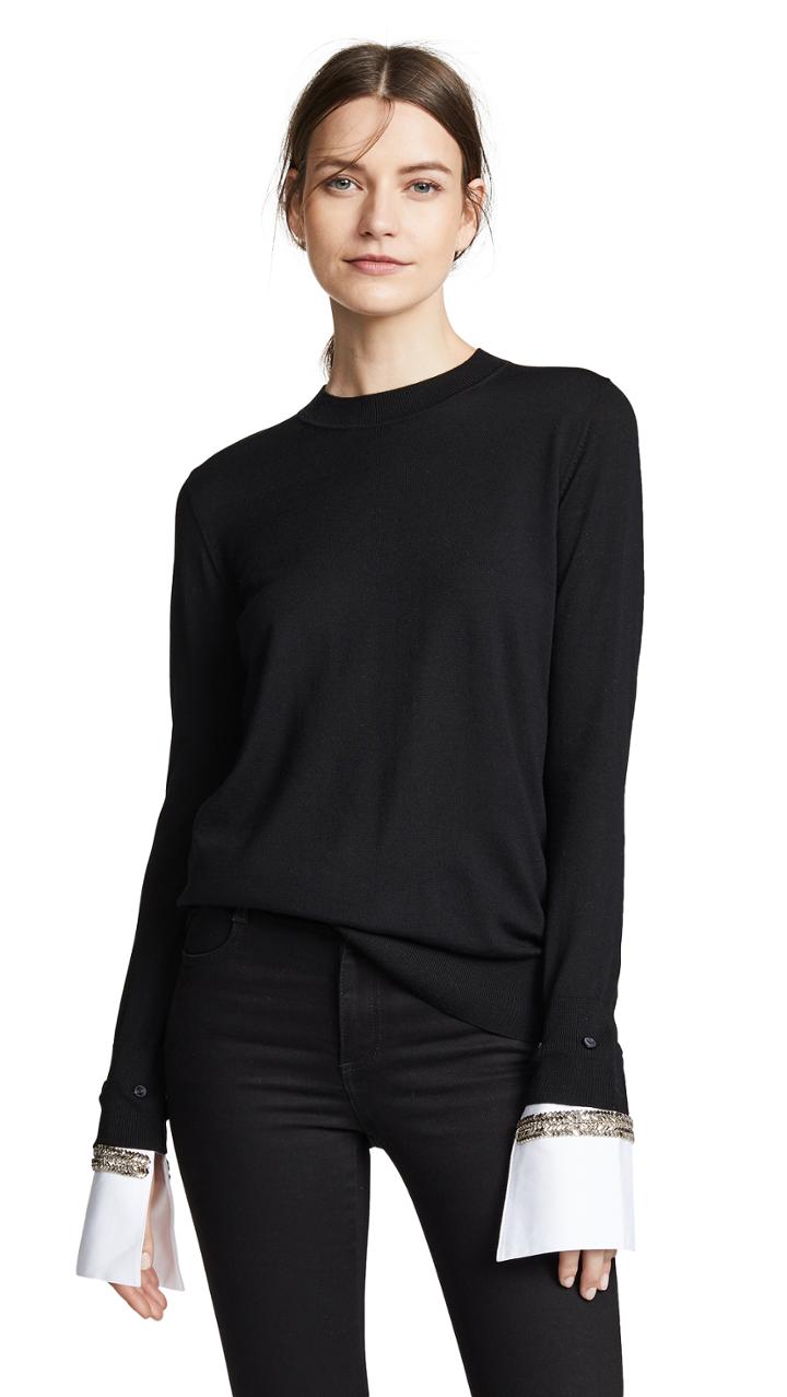 Adam Lippes Crystal Cuff Sweater