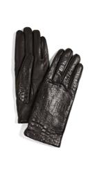 Carolina Amato Croc Leather Gloves