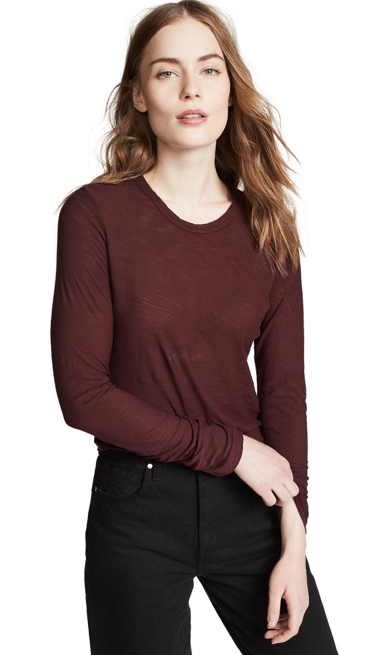 James Perse Sheer Slub Long Sleeve Tee