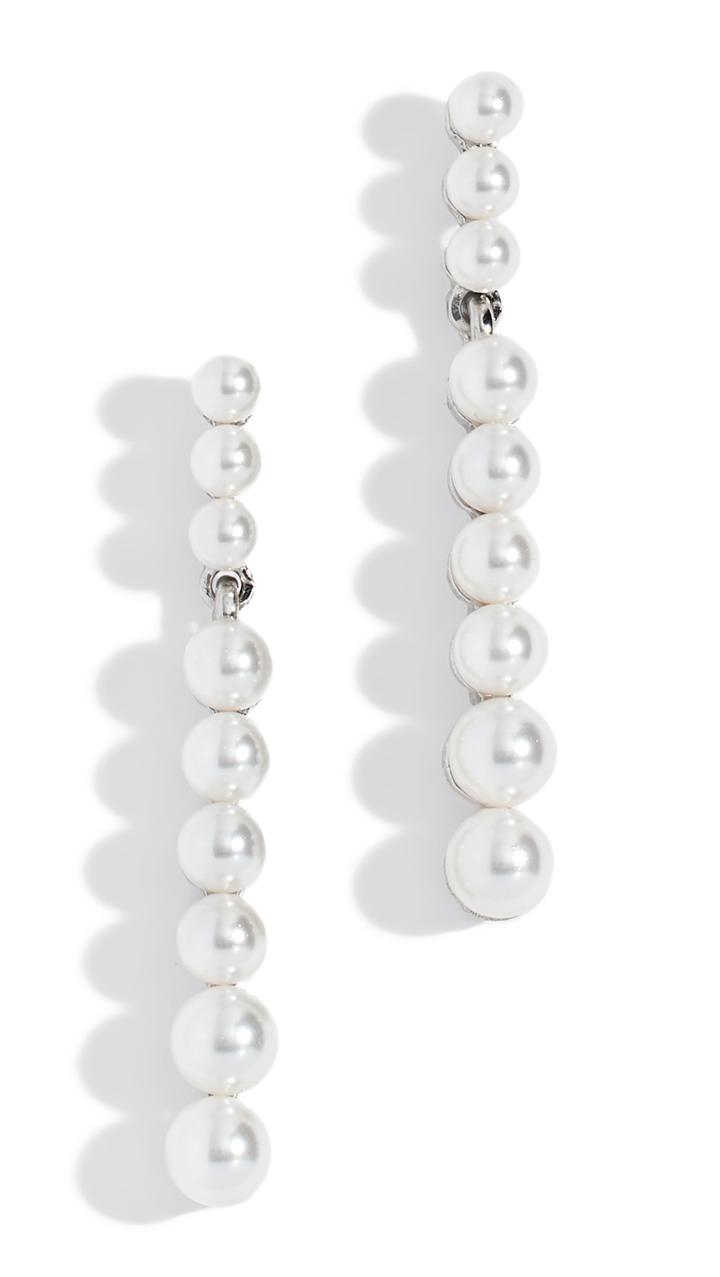Oscar De La Renta Crystal Pearl Drop Earrings