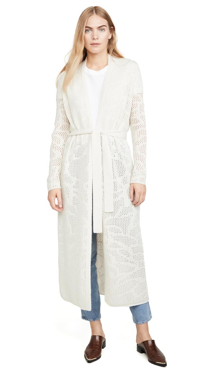 Tse Cashmere Floral Mesh Cashmere Maxi Cardi