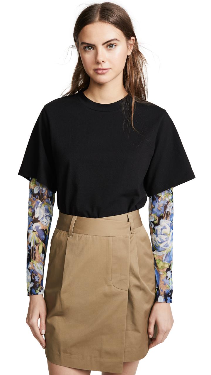 Goen J Floral Mesh Sleeves T Shirt