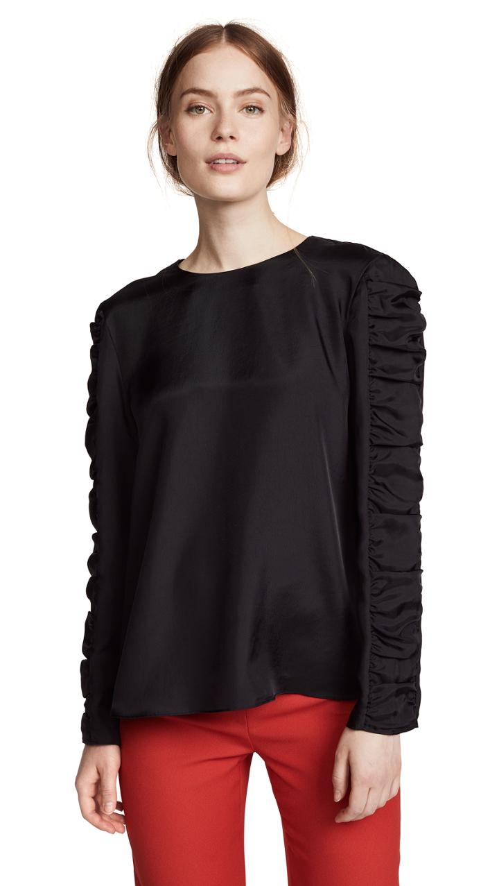Tibi Shirred Sleeve Top