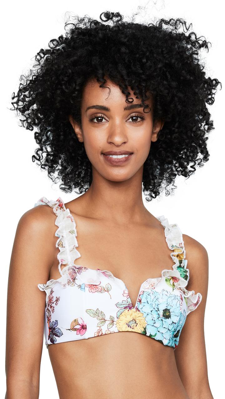 Pilyq Wild Flower Ruffle V Bikini Top