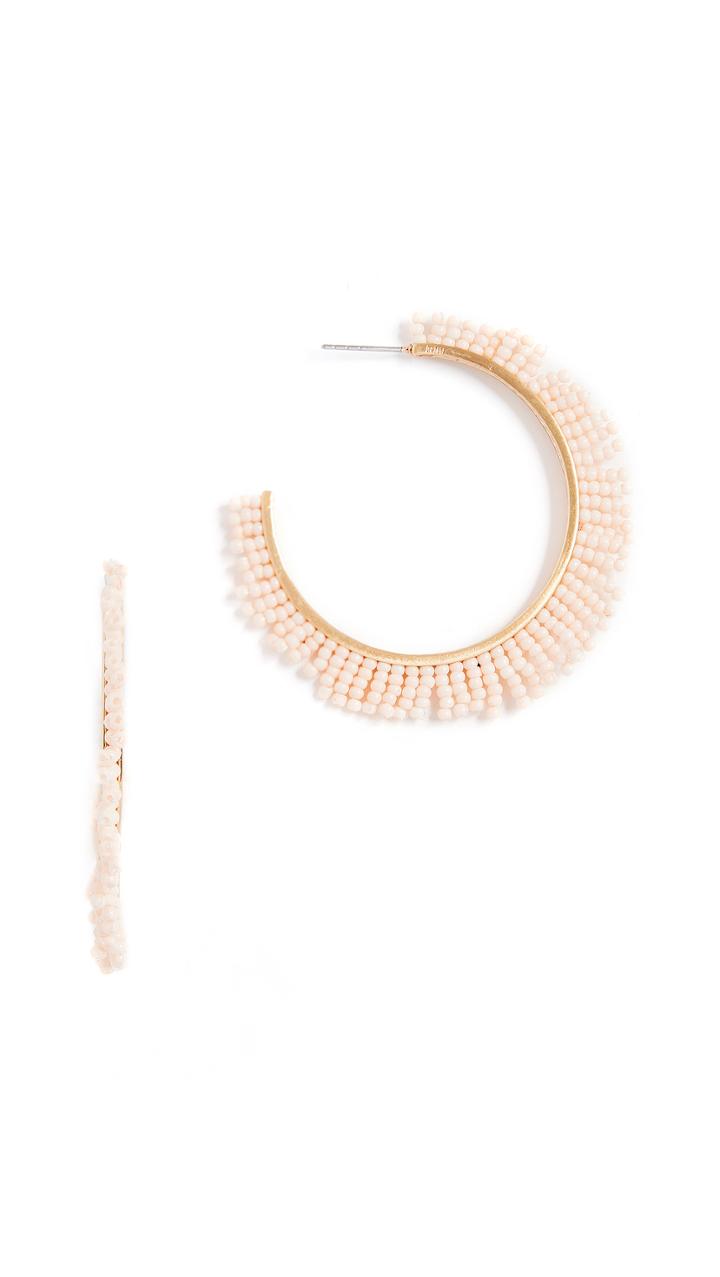 Rebecca Minkoff Beaded Fringe Hoop Earrings