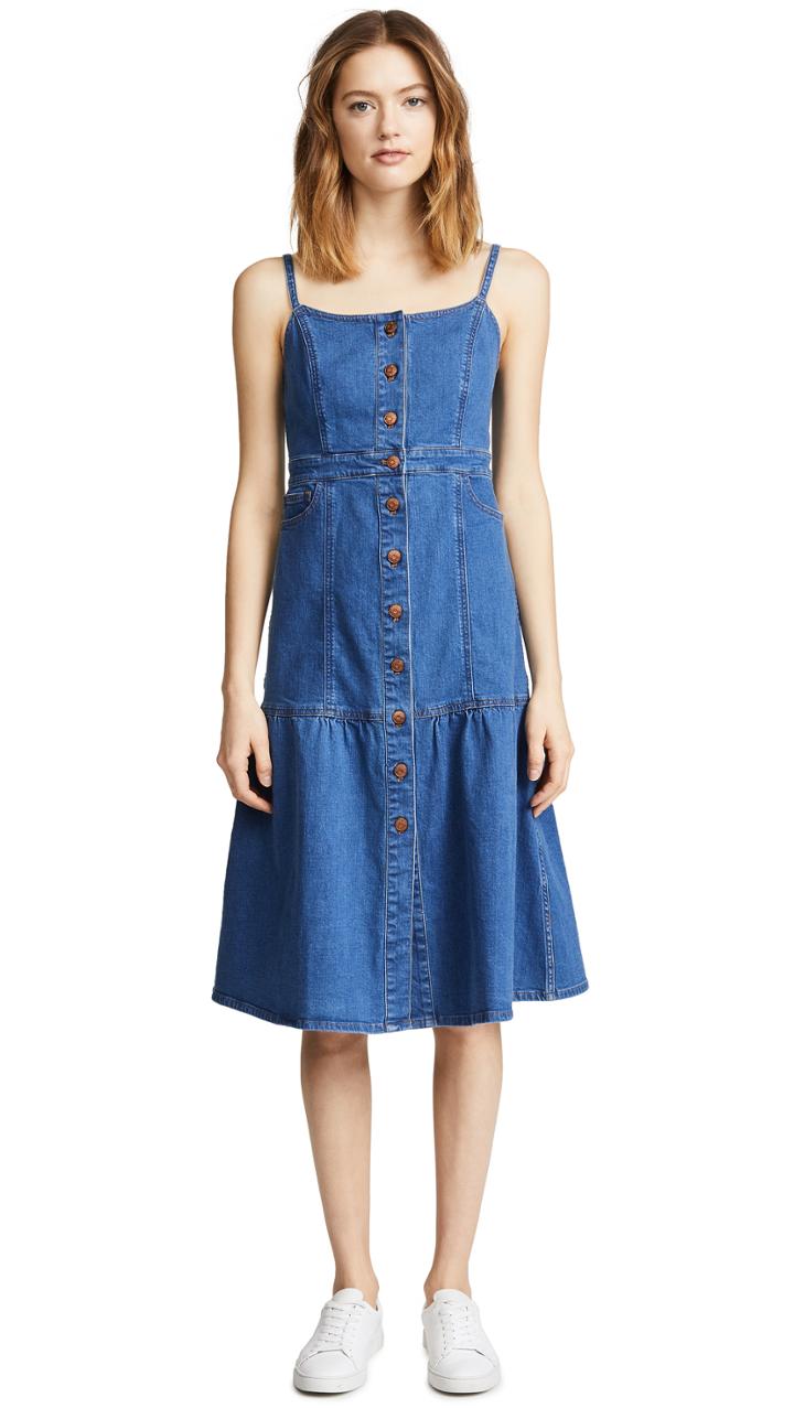 Madewell Denim Bayview Tiered Midi Dress