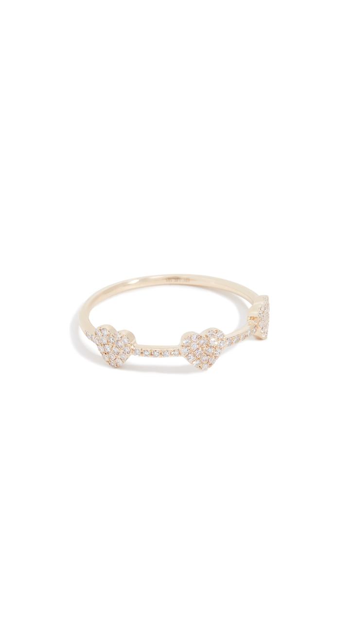 Ef Collection 14k Diamond Triple Mini Heart Stack Ring