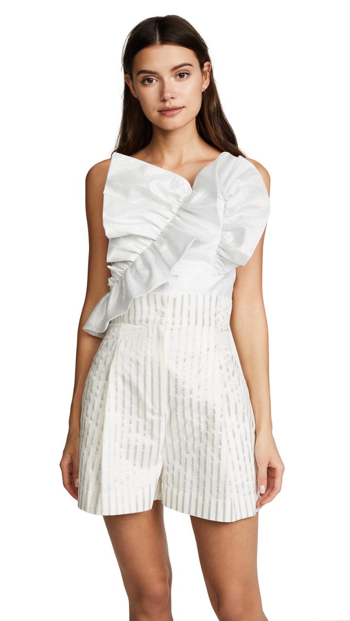 Anna October Silver Top With Ruffles