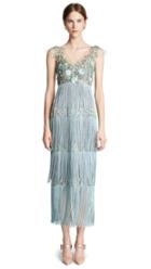 Marchesa Notte Tiered V Neck Gown