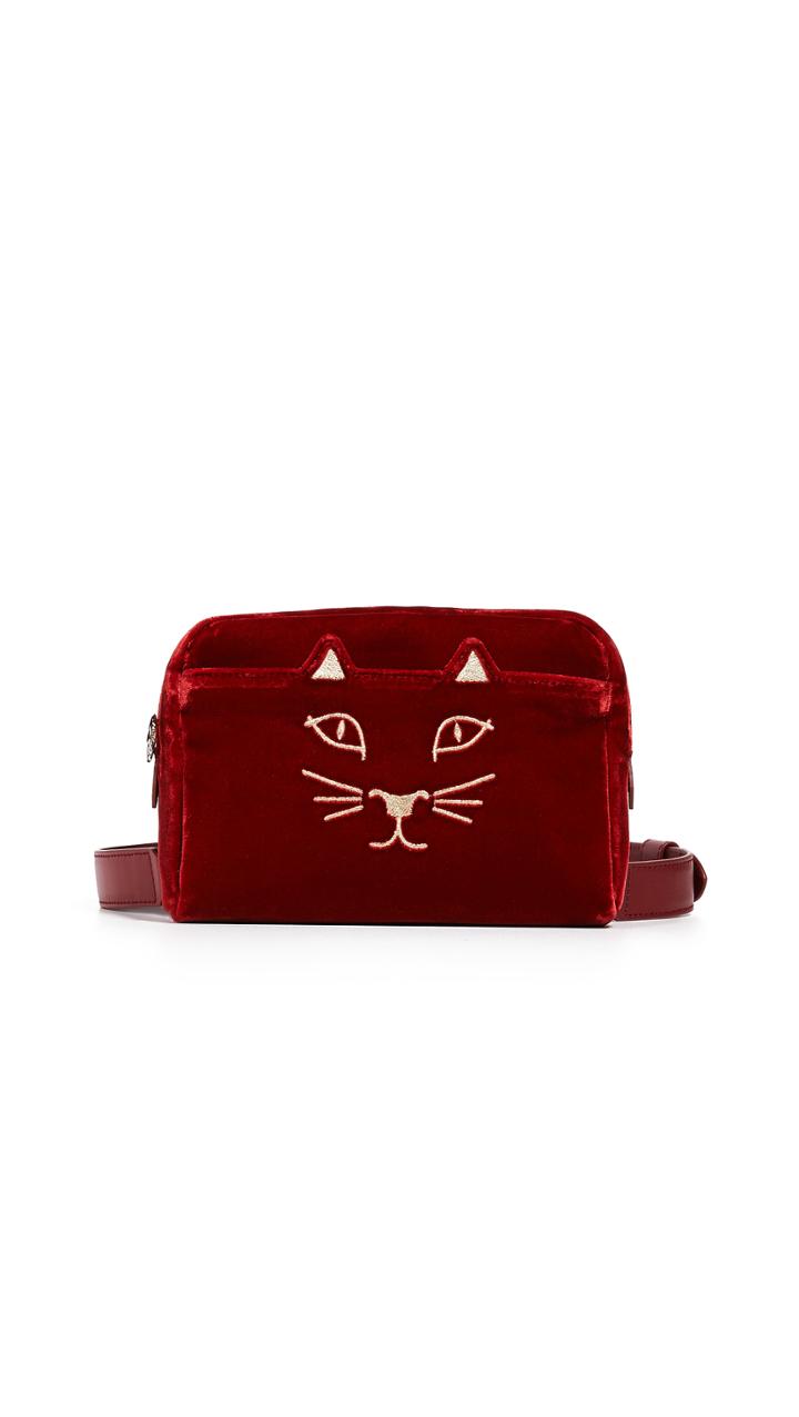 Charlotte Olympia Kitty Velvet Belt Bag