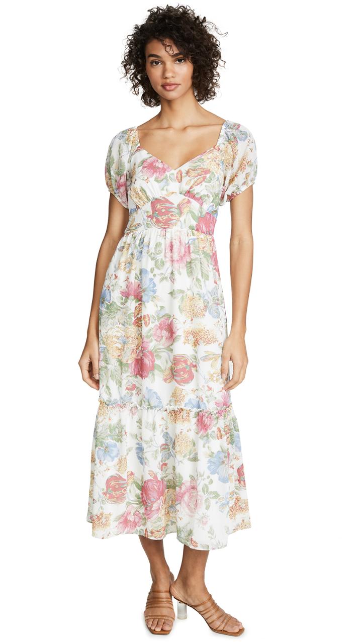 Wayf Tanya Ruffle Hem Maxi Dress