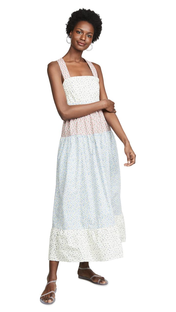 Rachel Antonoff Hannah Pinafore Tiered Maxi Dress