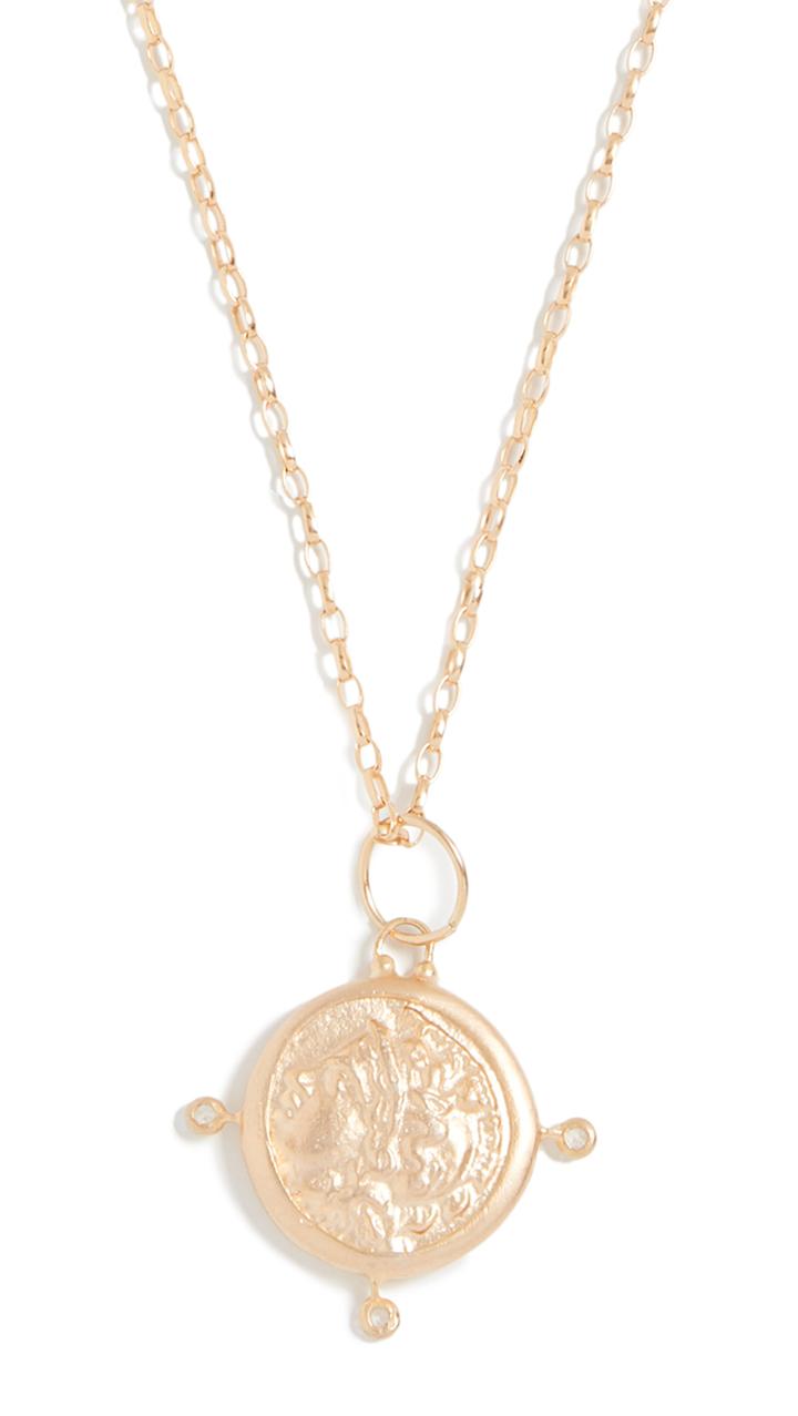 Maison Irem Coin Necklace With Owl Stones