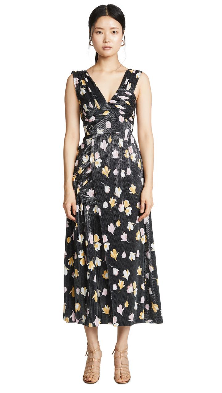 Self Portrait Floral Printed Plisse Dress