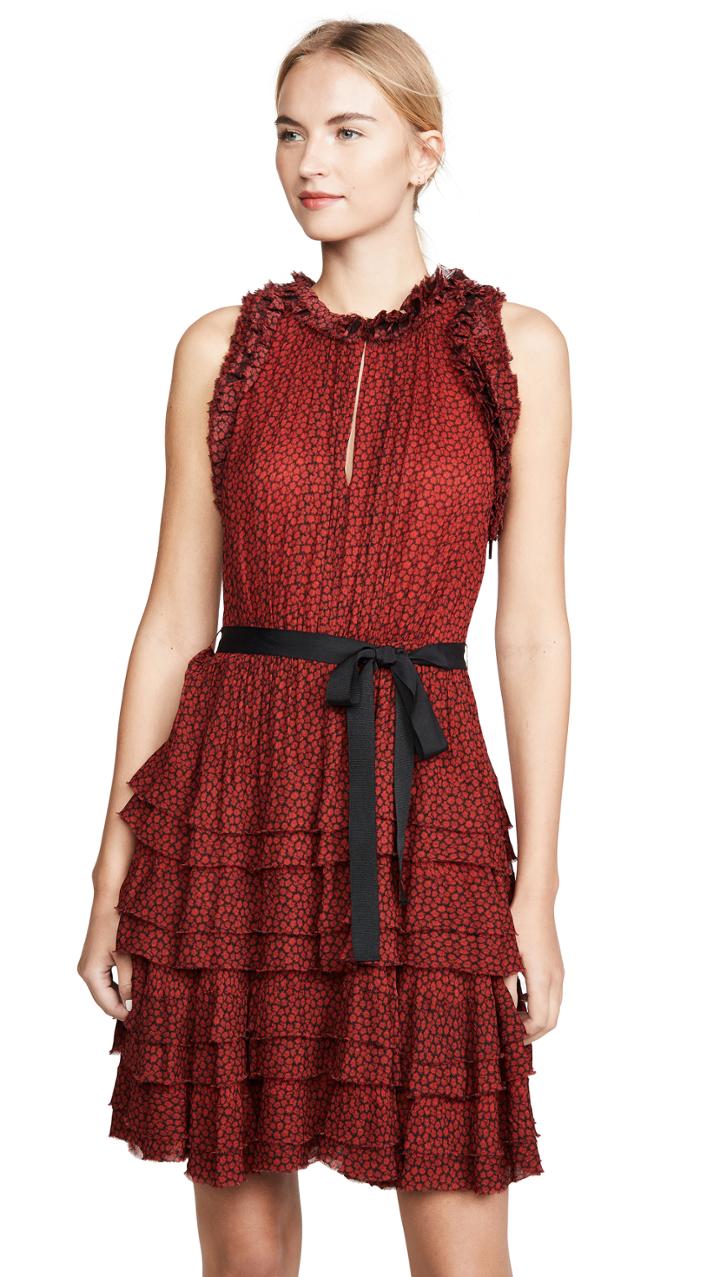 Jason Wu Sleeveless Floral Ruffle Dress
