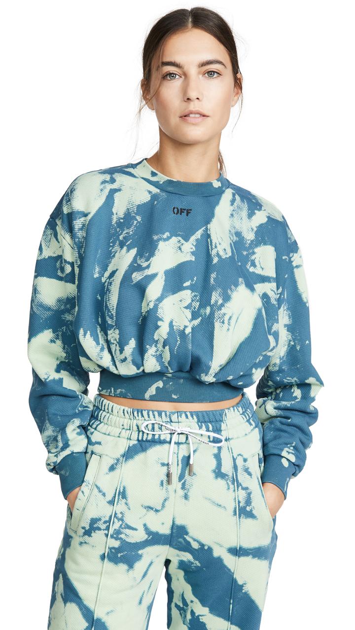 Off White Tie Dye Extra Crop Sweatshirt