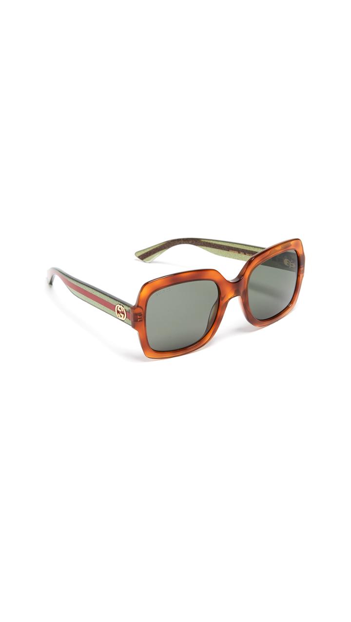 Gucci Urban Pop Web Oversized Rectangular Sunglasses