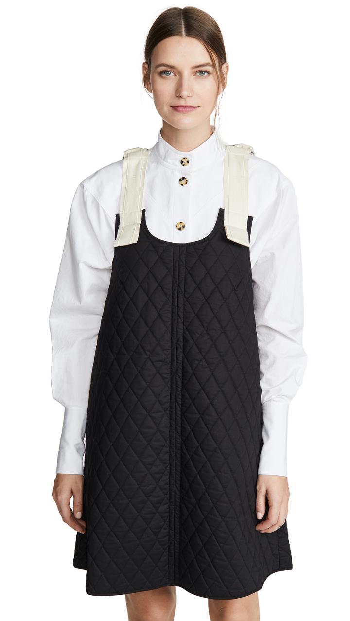 Lee Mathews Olive Quilted Apron Dress