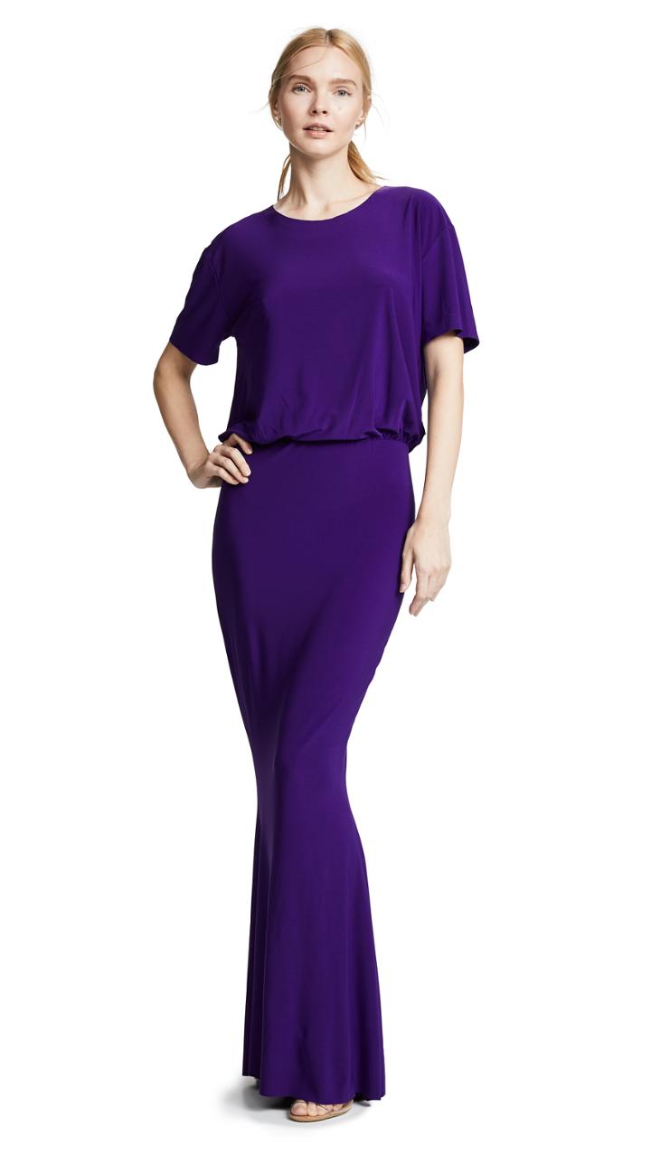 Norma Kamali Short Sleeve Boxy Top Fishtail Gown