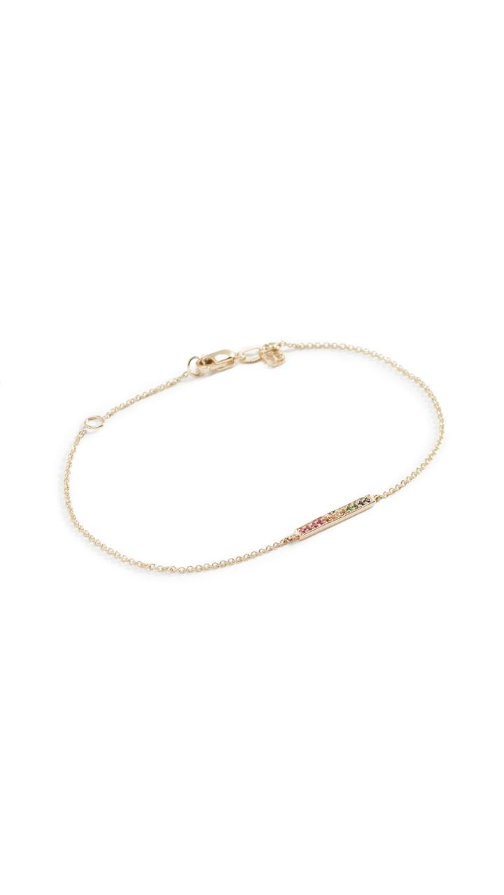 Sydney Evan 14k Pave Short Rainbow Bar Bracelet