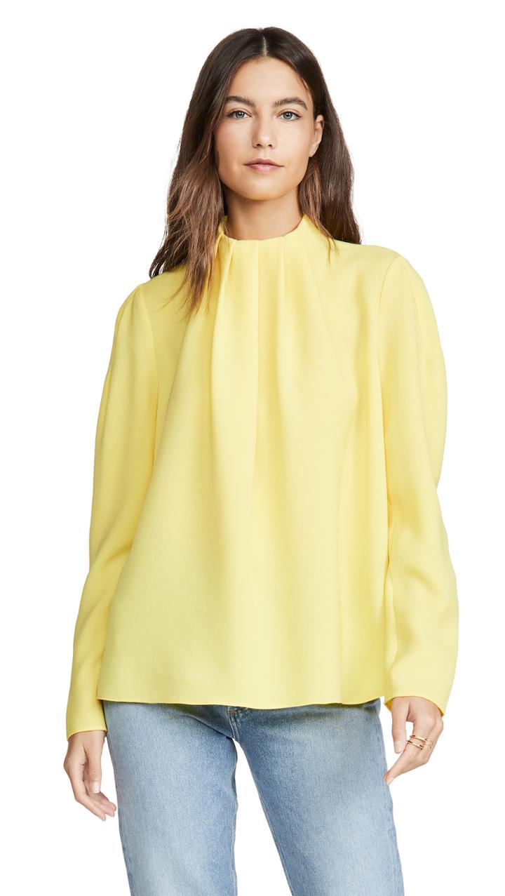 Tibi Shirred High Neck Top