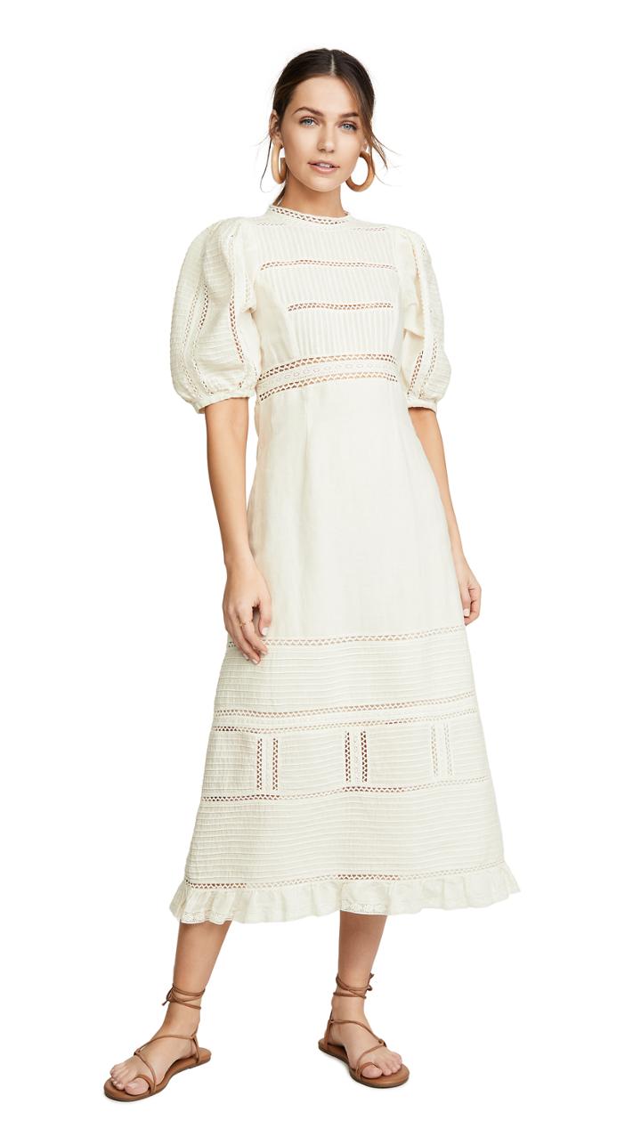Sea Poppy Pintuck Midi Dress
