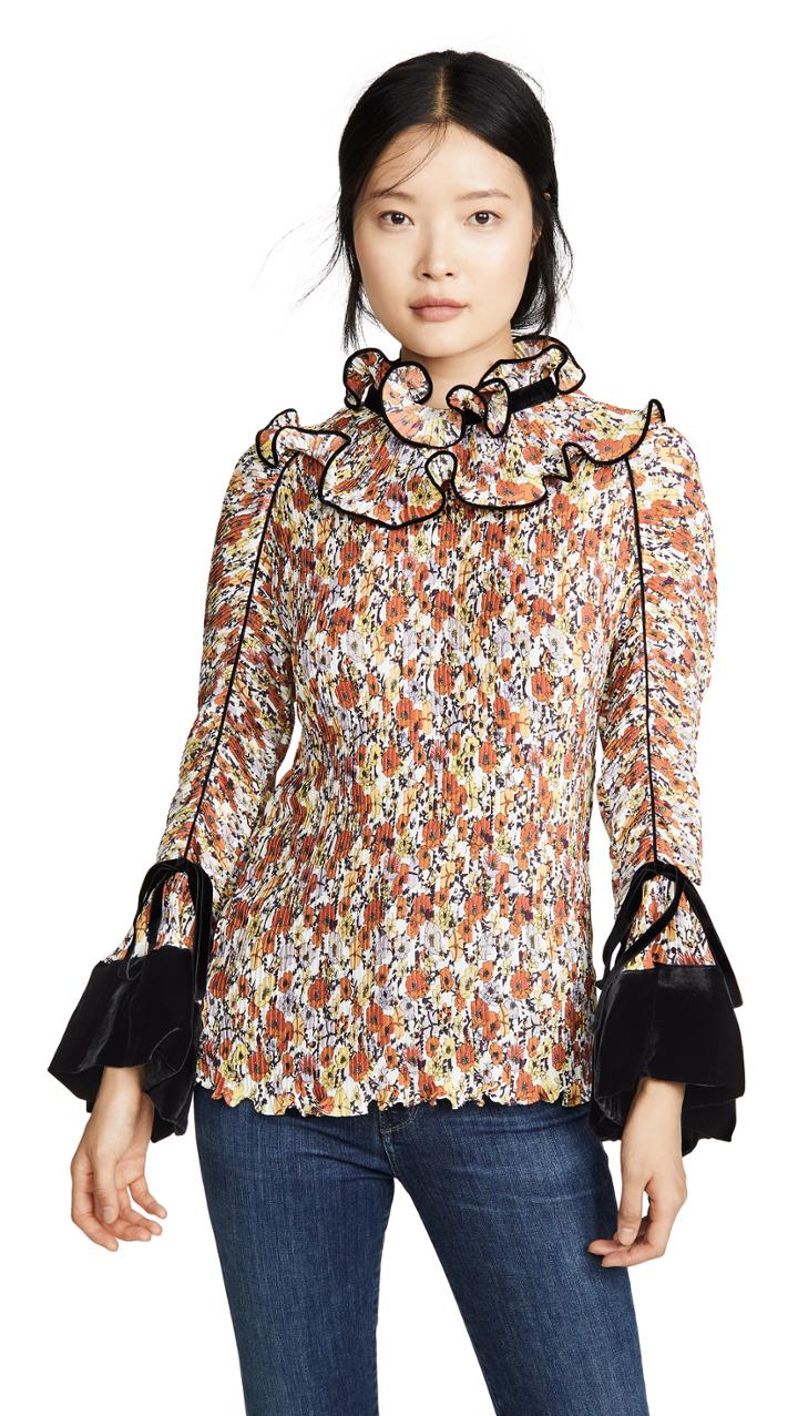 Tory Burch Pleated Ruffle Blouse